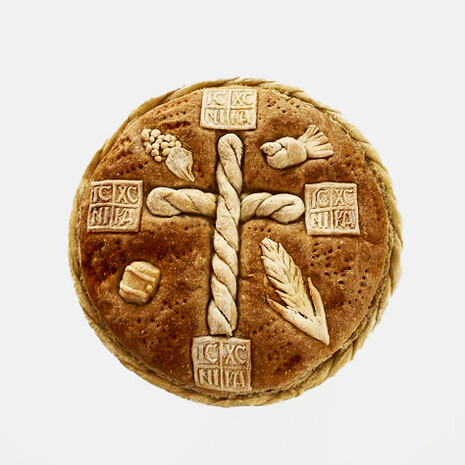 Bread should be round in shape; made of flour, water, salt and yeast, with optional decorations and crosses on the top