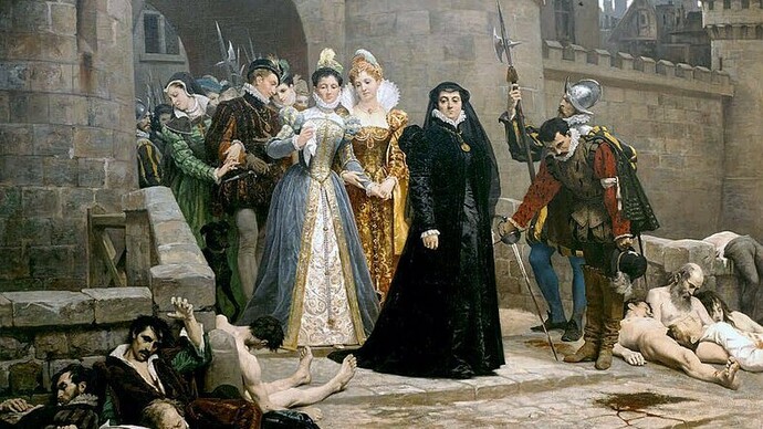 "Una mañana frente a la puerta del Louvre", óleo sobre lienzo, Édouard Debat-Ponsan, 1880