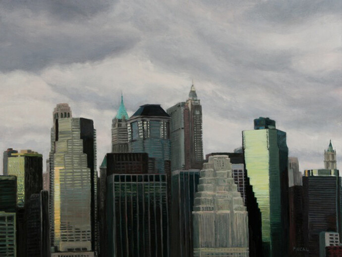 Patty Neal, Building Blocks, 2011, 12 x 16 inches, oil on wood panel