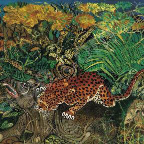 Tapiro nella foresta assalito da un giaguaro, Antonio Ligabue