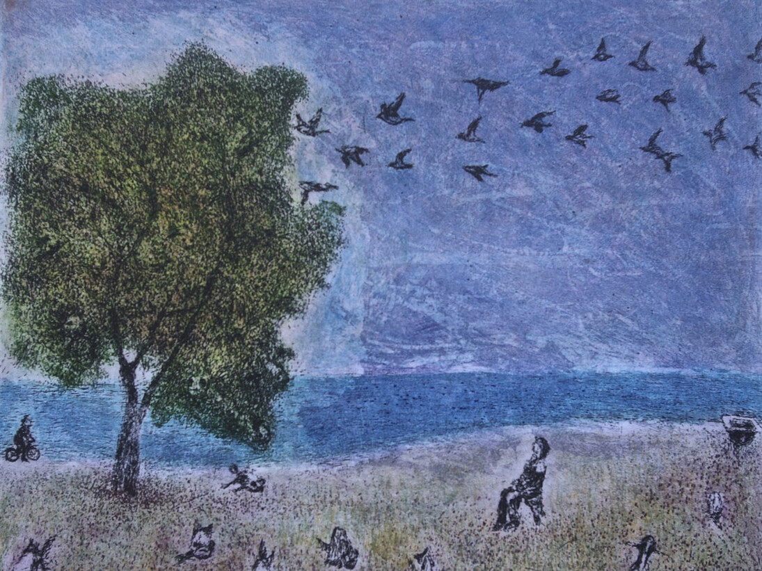 Daniel Lipstein, 'Meditation at Fishtree', etching and aquatint, 24 x 30 cm, Copyright the artist