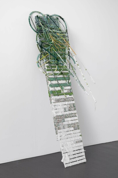 Courtney Puckett, Cricket Comb, 2011, fabric, wire, wood, yarn 