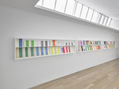Daniel Buren, Pages in situ, exhibition view. Courtesy of Lisson Gallery
