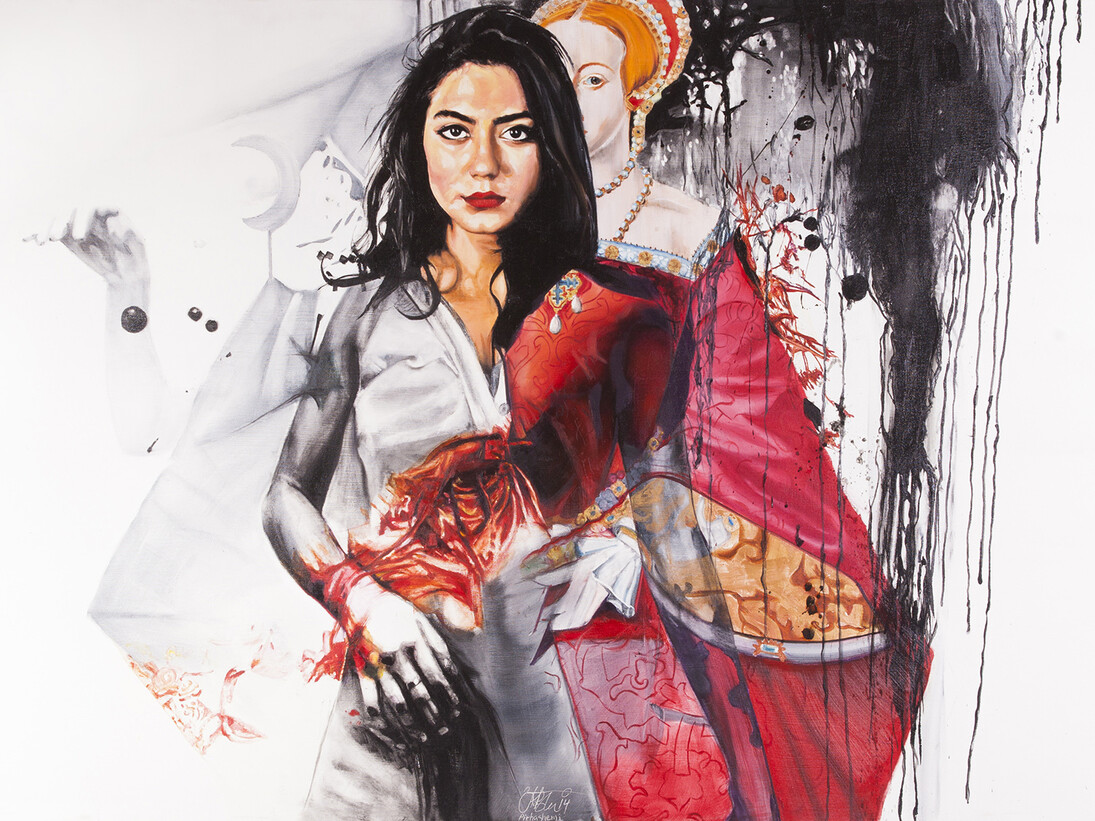 Afshin Pirhashemi, Dynasty, 2014, Oil on canvas, 100 x 200 cm