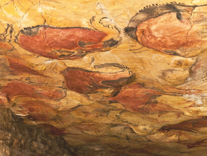 Pintura de bisontes en las cuevas de Altamira ubicadas en Cantabria, España
