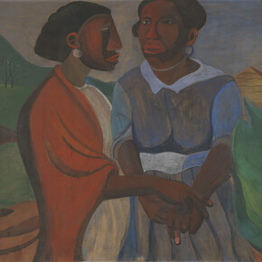 Romare Bearden. The Visitation. 1941. Gouache, ink, and pencil on brown paper, 30 1/2 × 46 1/2″ (77.5 × 118.1 cm). The Museum of Modern Art, New York. Gift of Abby Aldrich Rockefeller (by exchange). Art © Romare Bearden Foundation/Licensed by VAGA, New York, NY, Digital image © The Museum of Modern Art/Licensed by SCALA / Art Resource, NY