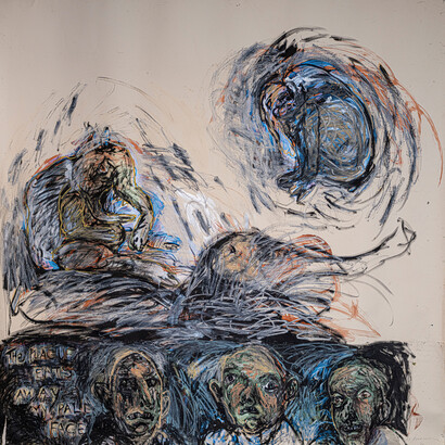 Miriam Beerman, Untitled (detail), 1990s, 75in x 76in. acrylic on paper at James Yarosh Fine Art