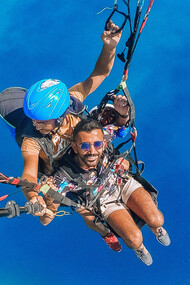 A man paragliding on vacation in Fethiye, Muğla, Turkey