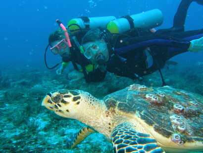Scuba in the crystal water