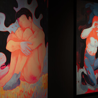 Salma Cheddadi, Red burn, vue de l'exposition. Avec l'aimable autorisation de la Galerie MCC