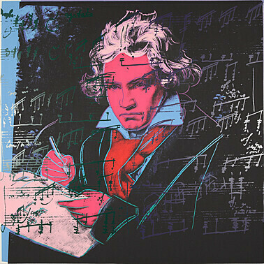 Andy Warhol,
Beethoven,
komplette Folge der 4 Farbvarianten,
Farbsiebdruck 1987,
101,6 x 101,6 cm