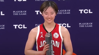 Kokoro Tanaka beams with pride after earning Player of the Game honors