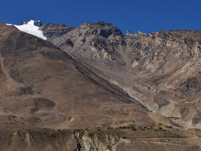 Obarak village, Zanskar, India, with receding glacier; climate change is severely impacting communities © Ashish Kothari
