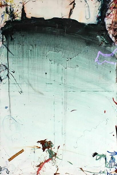 Mike Olin, Dewclaw (cavepool), 2013, oil, mixed media on linen, 36h x 27w in.