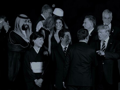 El príncipe heredero, Mohamed bin Salmán, en jolgorio y regocijo con los »líderes» del mundo