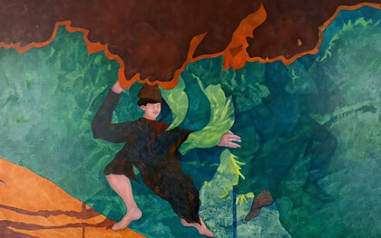 Agostino De Romanis, Shadows of Day and Night, oil on relined paper, 250 x 130 cm, 2003