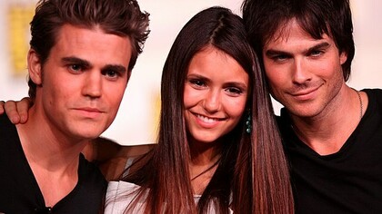 The Vampire Diaries cast: Paul Wesley, Nina Dobrev and Ian Somerhalder at the 2012 comic-con in San Diego, 
California 
