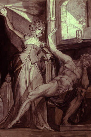 Johann Heinrich Füssli, Kriemhild muestra el Anillo de los Nibelungos a Hagen (1807)