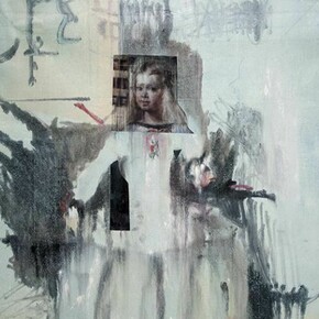 Adam Rake, La Infanta, 2013 Monotype with collage