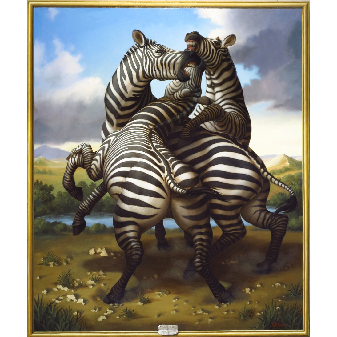 Laws of Attraction XXIII, 2014, Oil on wood, 72 x 60 inches; 182.88 x 152.4 cm, Signed LR, Trompe L’oeil frame