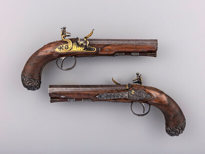 Pair of flintlock pistols. Made by John Manton & Son (British, London 1815–1878). British, London, ca. 1815–34. The Metropolitan Museum of Art, The Collection of Giovanni P. Morosini, presented by his daughter Giulia, 1932 (32.75.138–.139)