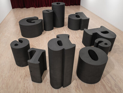 Sadie Barnette, 28, exhibition view. Courtesy of Jessica Silverman