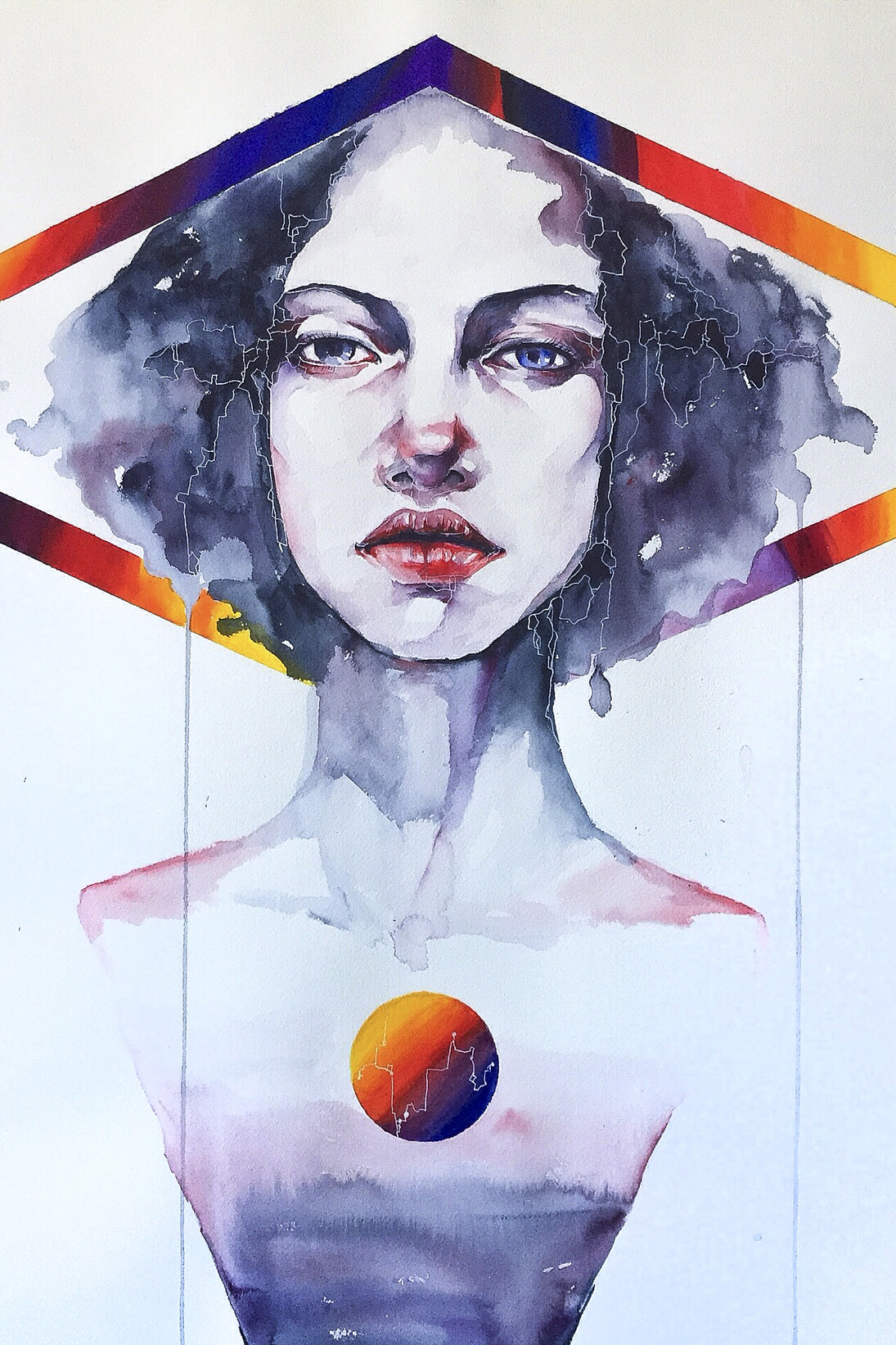 Jieting Chen, Cosmos, Watercolor on Paper, 30” x 22”, Courtesy of Agora Gallery