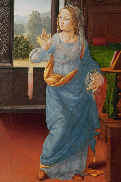 Lorenzo di Credi, Annunciazione, particolare