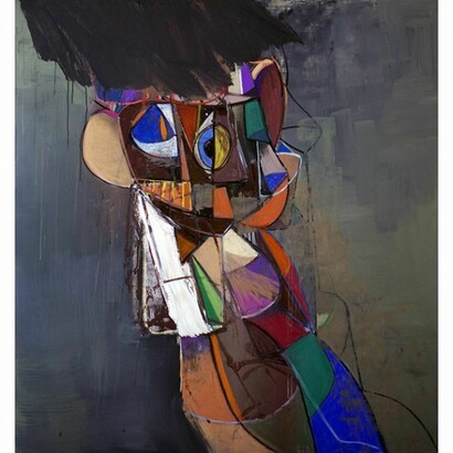 George Condo, Wild Man of Borneo, 2013, Acrylic, charcoal and pastel on linen, Unframed: 157.5 x 147.3 cm (62 x 58 in), Framed: 165.7 x 155.6 x 8.9 cm (65 1/4 x 61 1/4 x 3 1/2 in), courtesy of the artist and Simon Lee Gallery