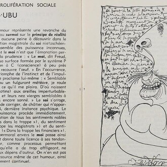 Pablo Picasso, Père Ubu. Dins de l’opuscle editat per a la representació de dues obres d'Alfred Jarry: Ubu enchainé i L'objet aimé (detail). París, 1937. Courtesy of Museu Picasso