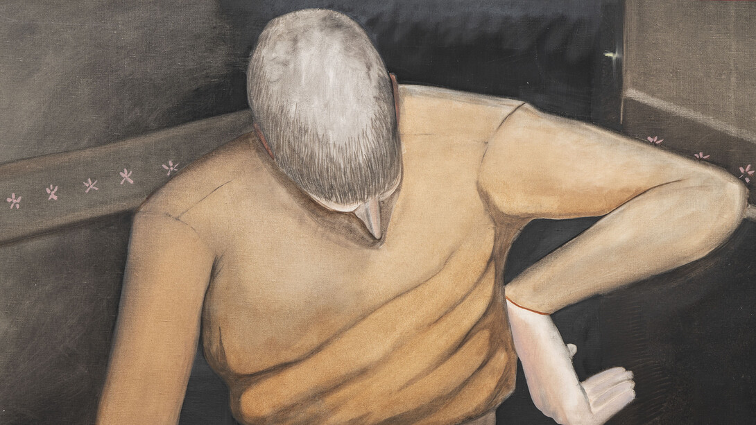 William Brickel, Alone in a Darkened Room (detail), 2023. Oil on linen, 55 1/4 x 51 7/8 inches. Courtesy of Kohn Gallery