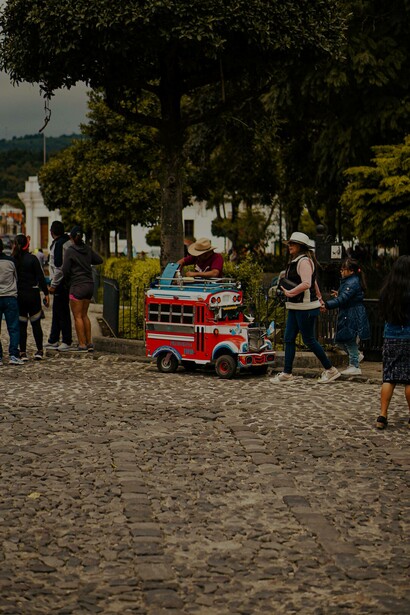 People walking around the streets of Antigua, Guatemala