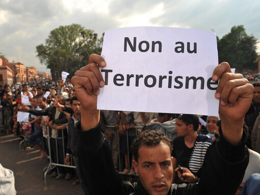 Protester against terrorism in Morocco
