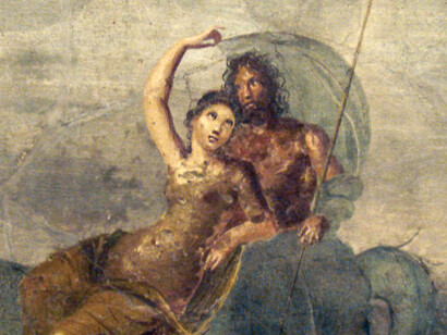 Poseidón y Anfitrite. Detalle de fresco en la casa del restaurante, Pompeya. Museo Arqueológico Nacional de Nápoles