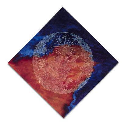 Ricky Armendariz, I could feel my heart sinking mas y mas y mas, oil on carved plywood, 34 x34 inches, 2014