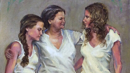 Mira Kliger. Naomi and her Daughters in Law. Oil on Canvas, 25x30 cm