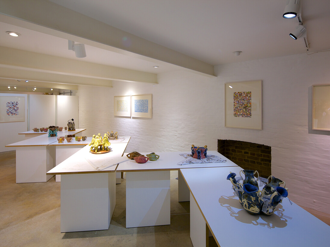 Installation image of Carol McNicoll and Jacqueline Poncelet at Marsden Woo Gallery (2014) image © Philip Sayer, courtesy of Marsden Woo Gallery