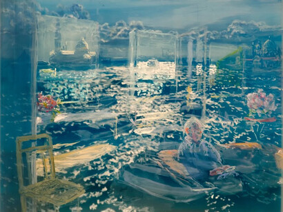 Martin Weinstein, Venice, afternoon traffic, inside over outside, 2023. Per gentile concessione della Galleria Cross Contemporary Art