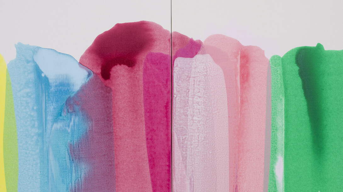 Yunhee Min, Movement (Serpentine 6), 2015 Acrylic on canvas, 41 x 60 inches. Courtesy of the artist and Susanne Vielmetter Los Angeles Projects