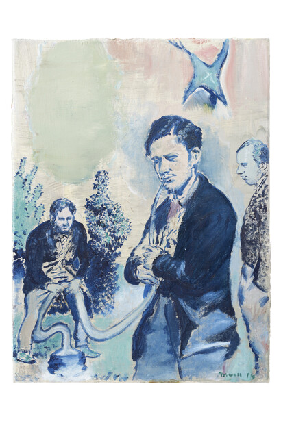 Neo Rauch, Sauger, 2014, Oil on canvas, 15 5/8 x 11 5/8 inches (39.5 x 29.5 cm)