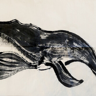 Joey Leung Cho Yi, A whale's accidental journey into Hong Kong Waters (memorial) 誤闖香港水域的鯨魚（紀念) (detail), 2023. Courtesy of Sin Sin Fine Art