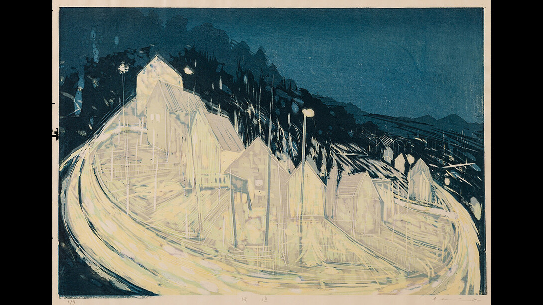 Yuichi Kashima, Slope Way, 2014. Woodblock Print, 12 x 17.5 inches (30.5 × 44.5 cm), Edition 6 of 7. Courtesy of Seizan Gallery
