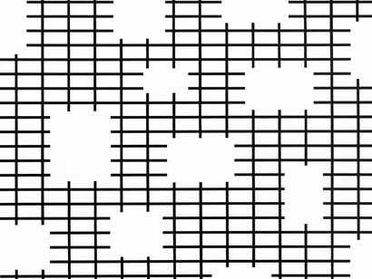 Esther Stocker, Untitled, 2014, painting, acrylic on canvas 140 x 160 cm. Copyright Meinrad Hofer, Courtesy Galerie Alberta Pane