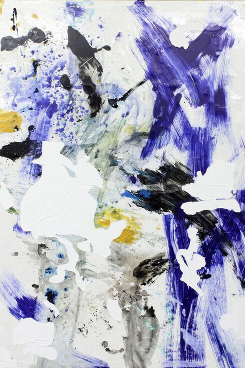 Tiziano Martini (Fanta), Senza Titolo, 2015, pittura acrilica, primer ed emulsione acrilica, sedimenti pittorici, sporcizia, imprimitura acrilica, 160 x 120 cm @ A+B galleria - Brescia