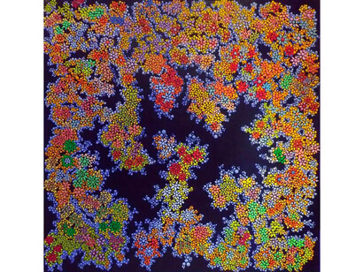 Lucien Tilly, Floralie, Acrylic & Mixed Media on Canvas, 39.5" x 39.5"