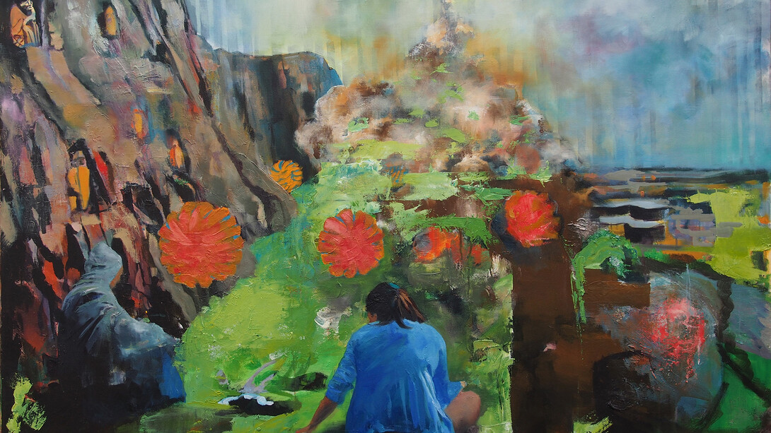 William Alexander, Edinburgh Happening, 2013, acrylic and oil on canvas, 145 x 115 cm