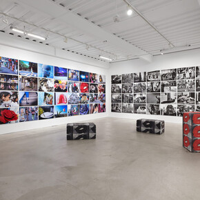 Moriyama Daido, Dog and man, exhibition view. Courtesy of Casemore Gallery 