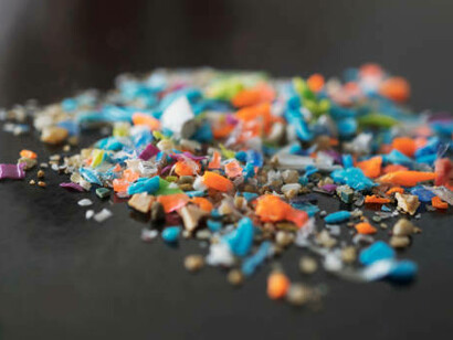 Macro shot on a bunch of microplastics that cannot be recycled