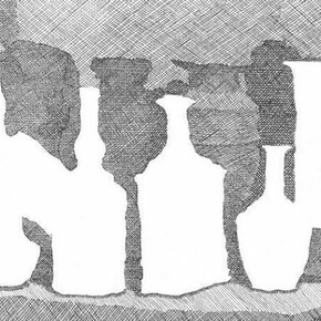 Giorgio Morandi, Still Life of Vases on a Table, 1931. Etching, 249 x 336 mm. Courtesy Galleria d’Arte Maggiore G.A.M., Bologna (Italy).
