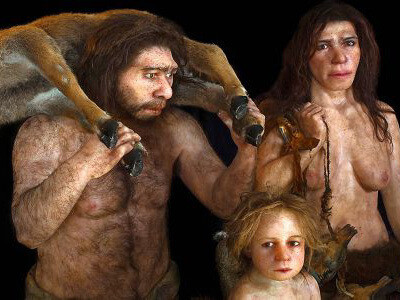 Reconstrucción de una familia neandertal (Estudio Daynes, París)
